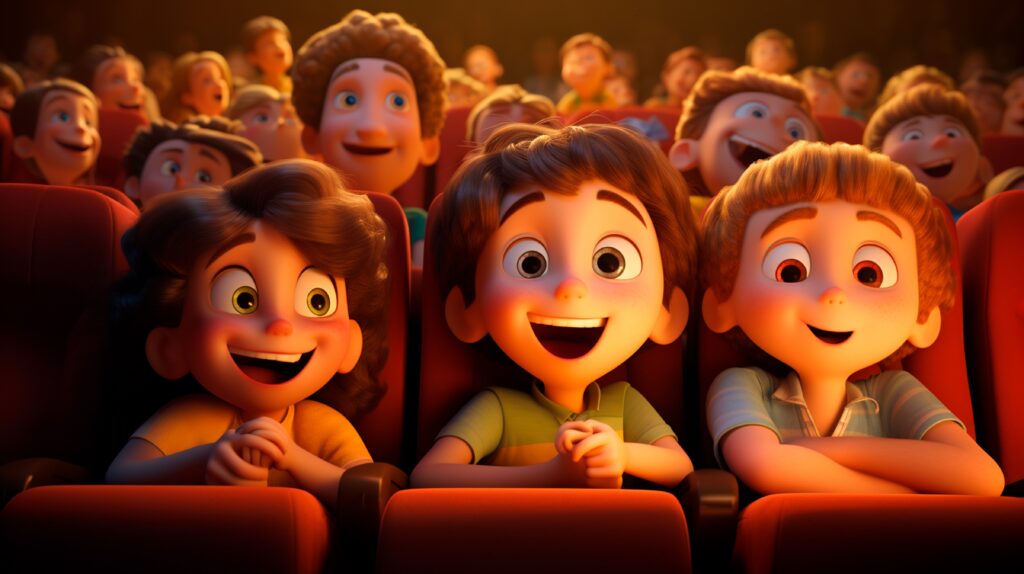group friends watching movie