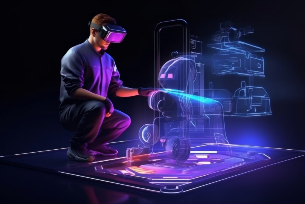 person using ar technology perform their occupation