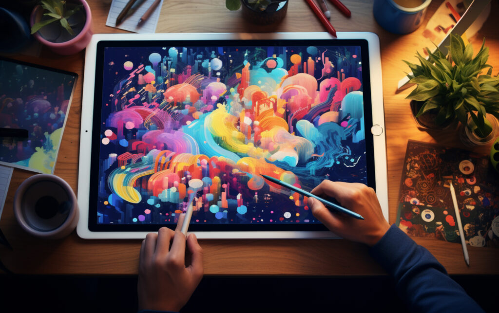 The Rise of Animators: Pioneers of Modern Storytelling 9 top view graphic designer with tablet